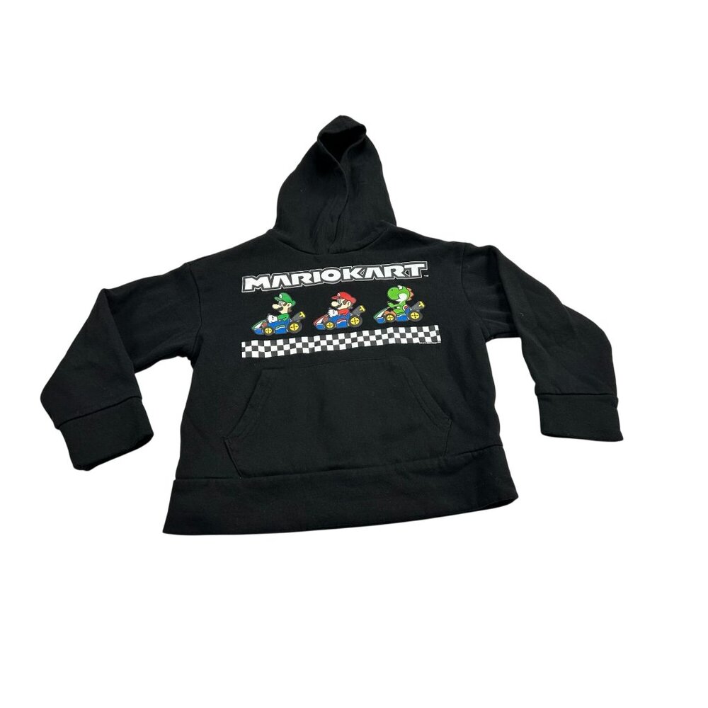 Mario Kart Kids Hoodie Black S (6-7) Old Navy Cotton/Polyester Blend